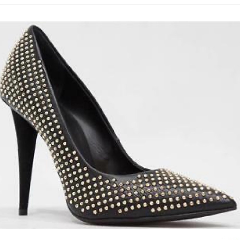Giuseppe Zanotti Black and Gold Studded Heels